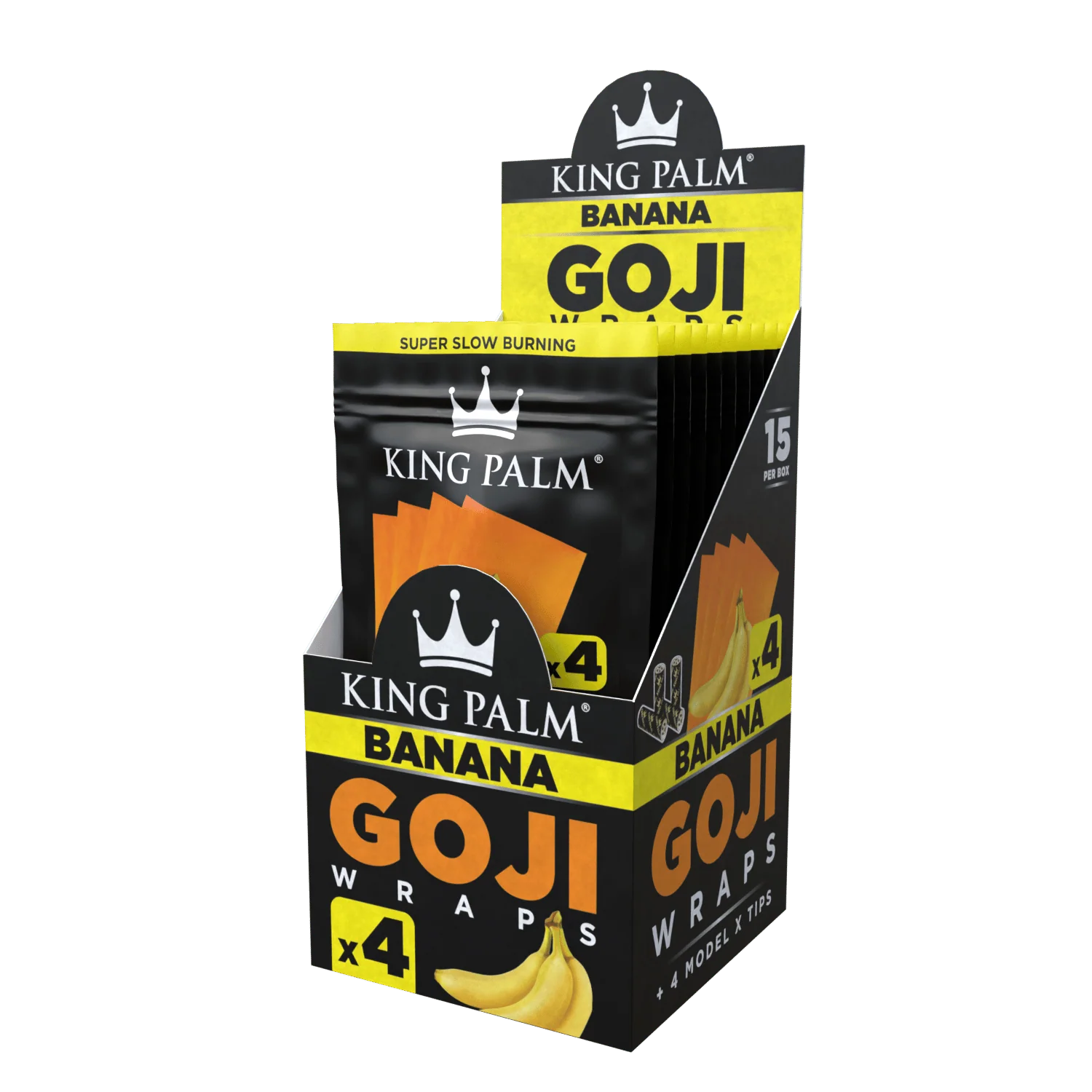 4 Goji Wraps w/ Model X Tips - Banana - Display Box - 15 Units Per Display - Image 2
