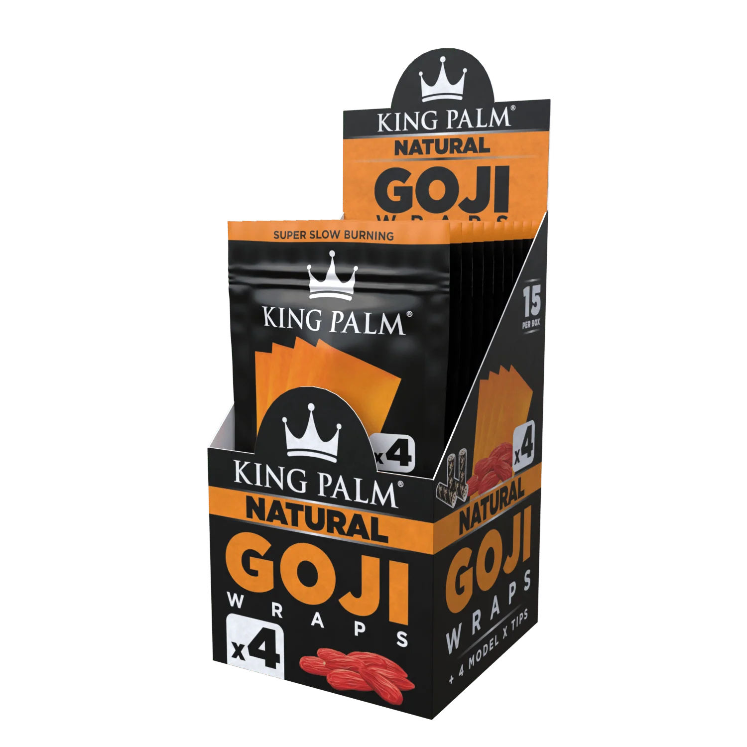 4 Goji Wraps w/ Model X Tips - Natural - Display Box - 15 Units Per Display - Image 2