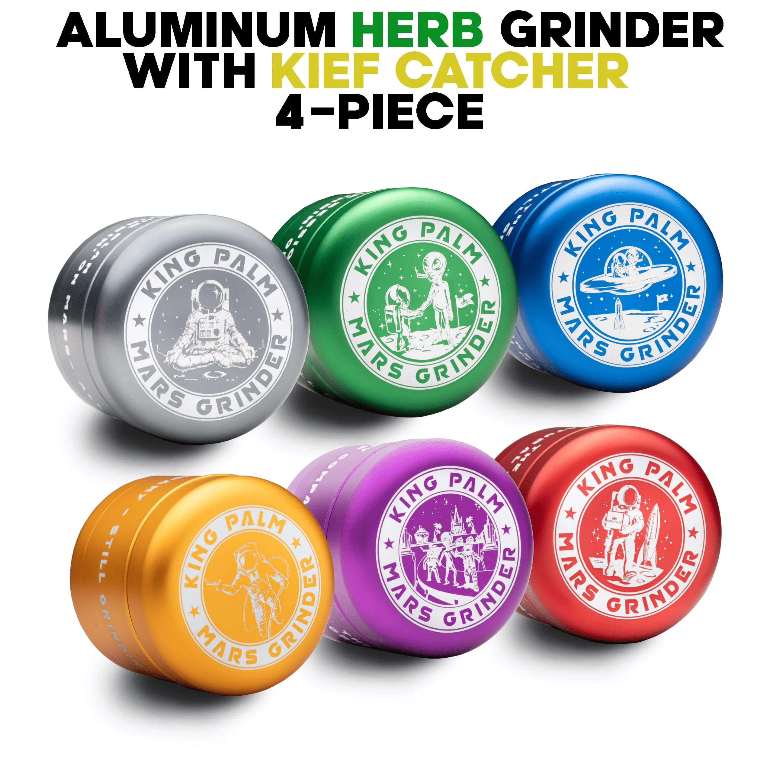 Mars Grinder With Kief Catcher - 6 Color Collection - Image 38